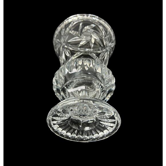 Vase Thick Pressed Glass Trumpet Pinwheel Design 8.5" Footed Heavy Home Decor - Picture 5 of 12